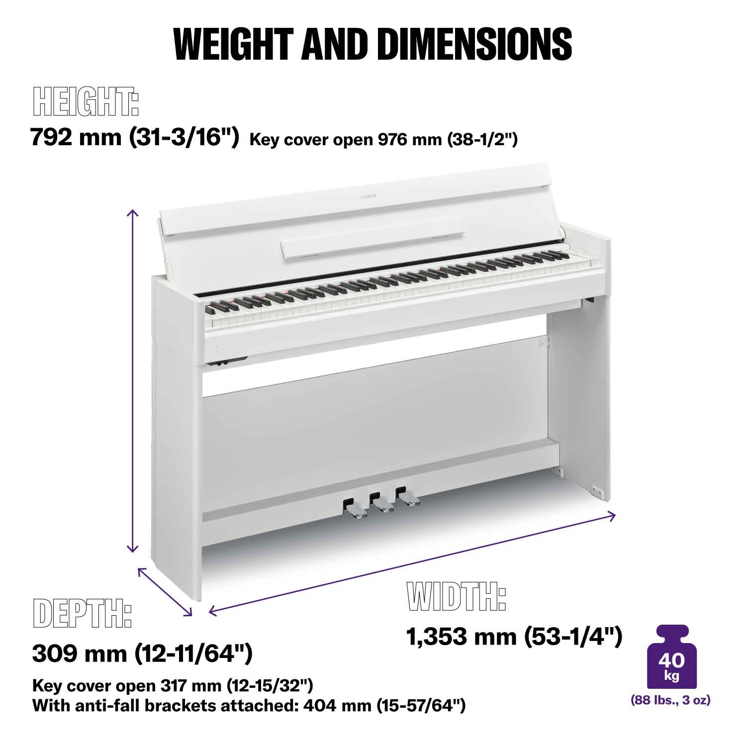 Yamaha YDP-S55 Arius Digital Piano; White | Bonners Music