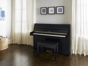 Yamaha B1 SC3 Silent Upright Piano; Polished Ebony With Chrome Fittings