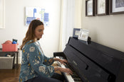 Yamaha B1 Upright Piano; Polished Mahogany