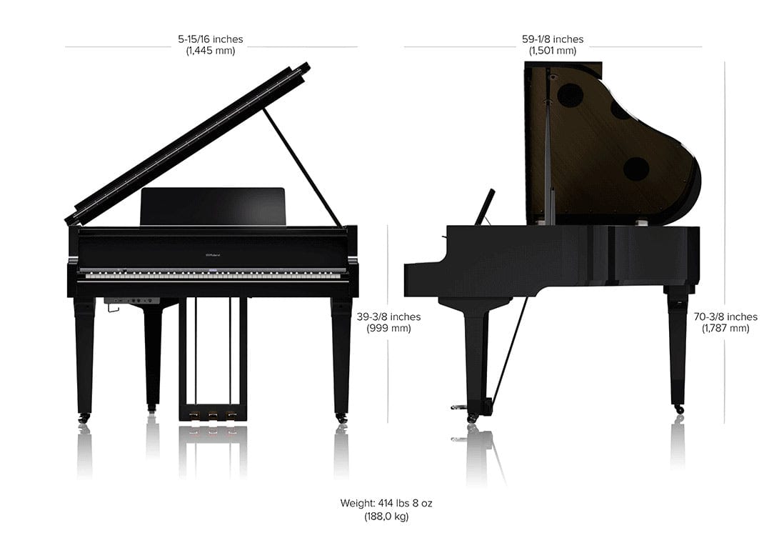 Roland GP9 Digital Grand Piano; Polished Ebony | Bonners Music