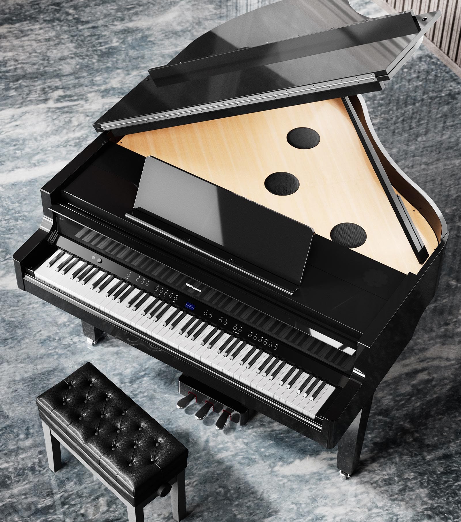 Roland GP9 Digital Grand Piano; Polished Ebony Concert Package