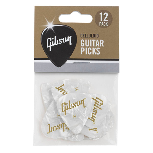 Gibson Pearloid White Guitar Picks Heavy 12 Pack