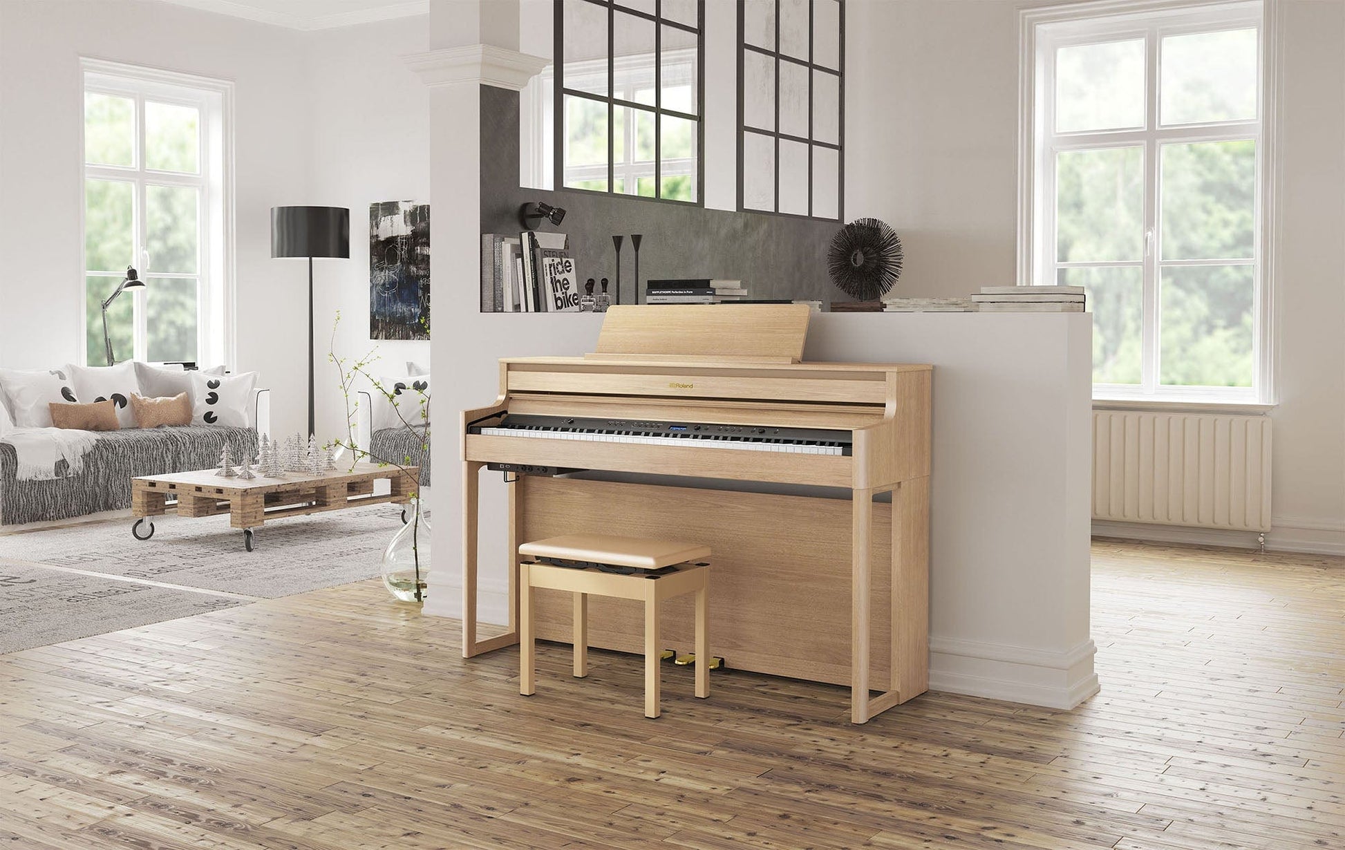 Roland HP702 Light Oak Branded Accessories Package