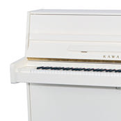 Kawai K15E Upright Piano; Snow White Polished