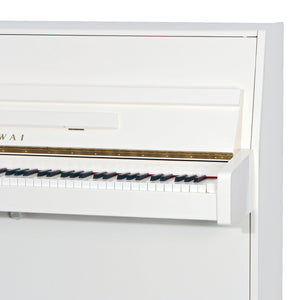 Kawai K15E Upright Piano; Snow White Polished