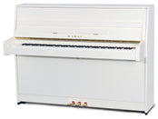 Kawai K15E Upright Piano; Snow White Polished