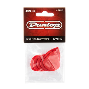 Jim Dunlop Nylon Jazz III XL Plectrums Red 1.38mm 6 Pack