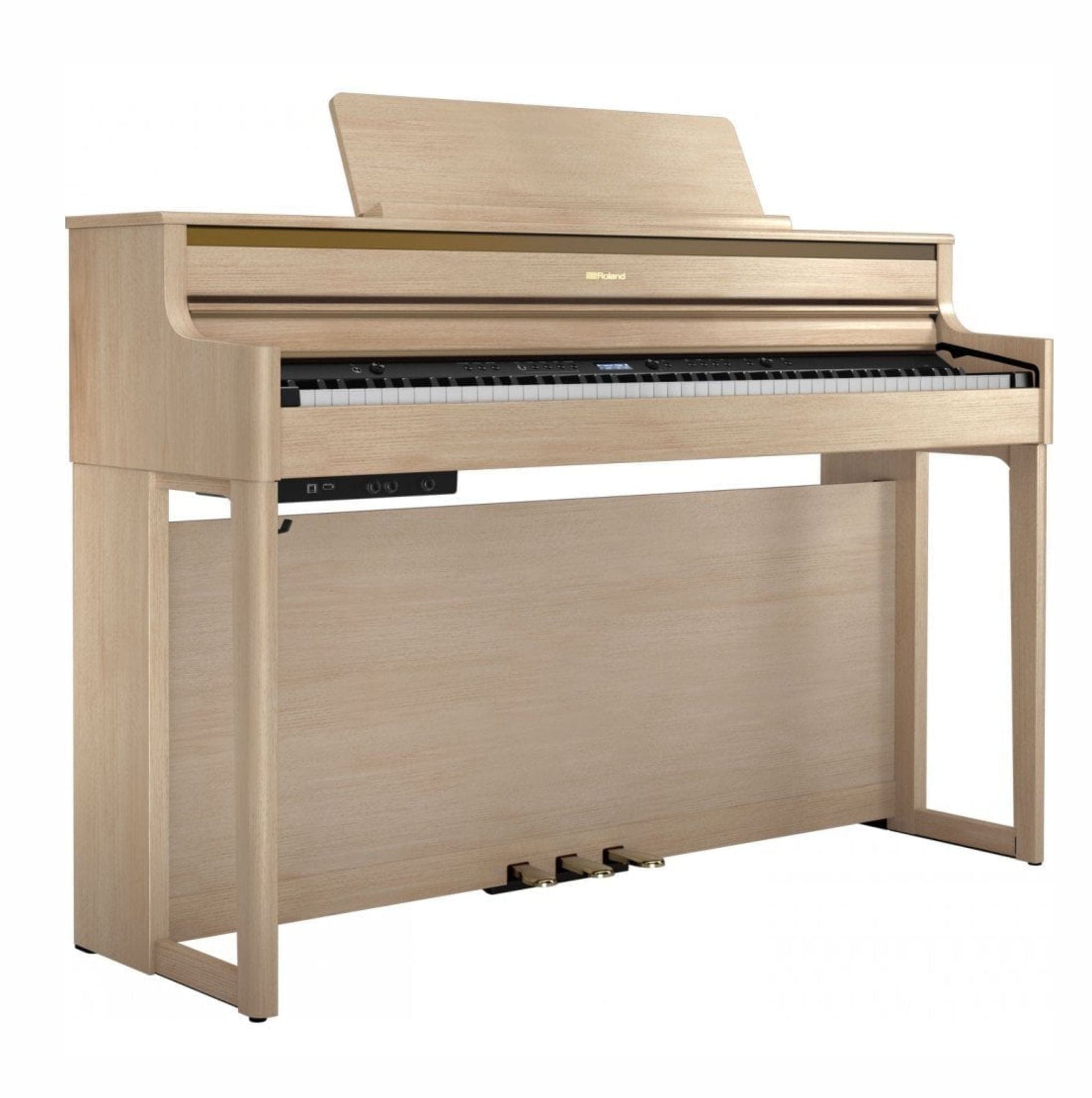 Roland HP704 Light Oak with Roland Stool & Roland RH200 Headphones