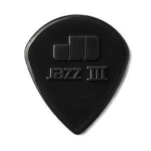 Jim Dunlop Nylon Jazz III Plectrums Black 1.38mm 6 Pack