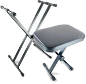 Self-Assembly Double Braced Keyboard Stand & Bench Value Pack